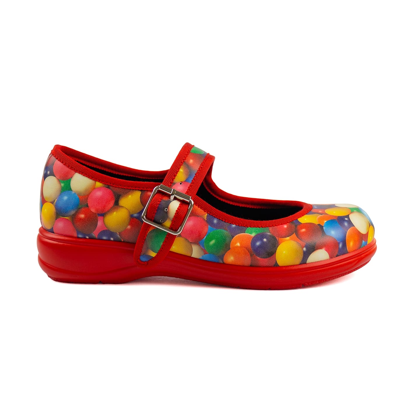 Gumball Mary Janes by RainbowsAndFairies.com.au (Gumball - Bubblegum - Mismatched Shoes - Rock & Roll - Vintage - Buckle Up Shoes - Kitsch Shoes) - SKU: FW_MARYJ_GBALL_ORG - Pic-04