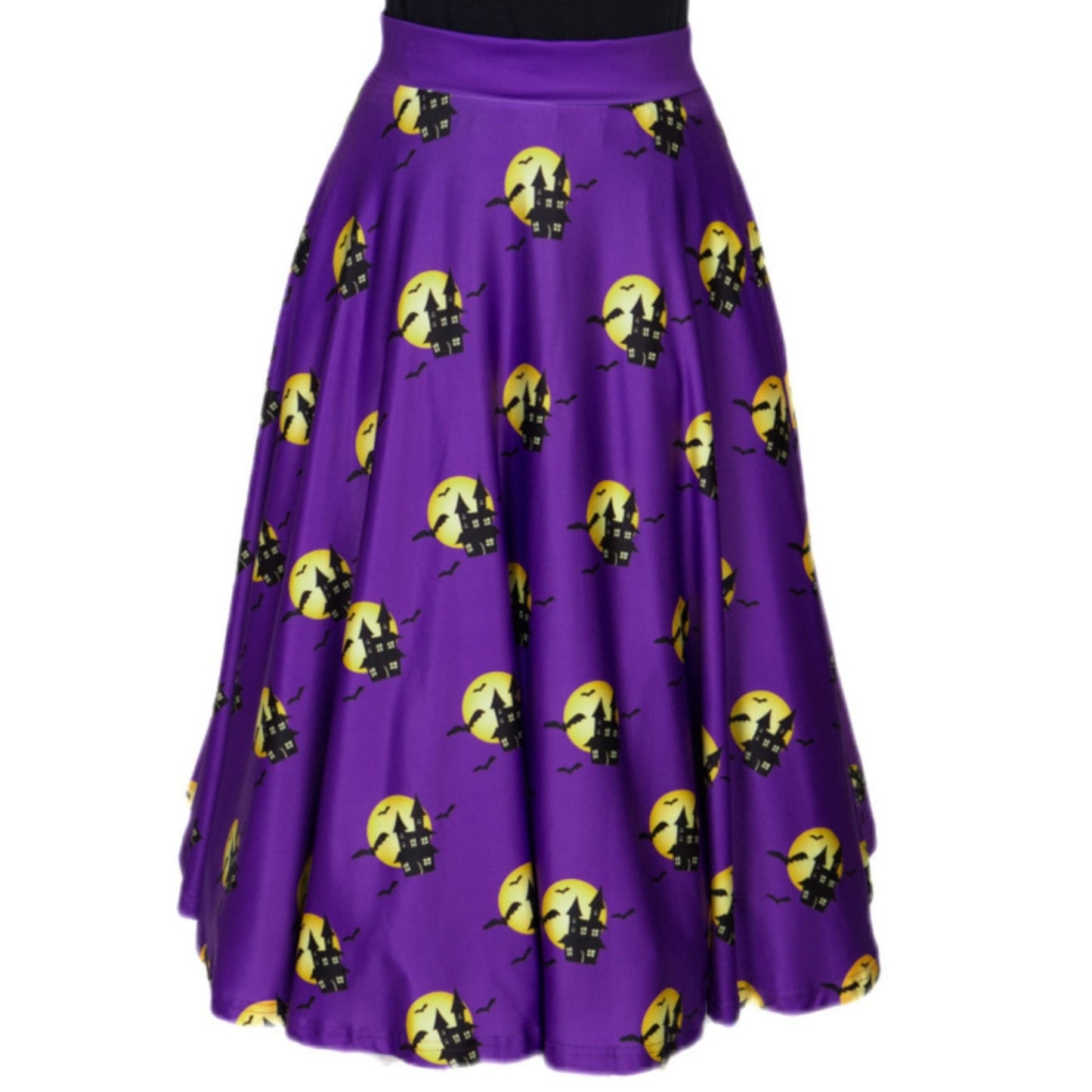 Haunted House Swishy Skirt by RainbowsAndFairies.com.au (Addams Family - Bats - Halloween - Vintage Inspired - Skirt With Pockets - Circle Skirt) - SKU: CL_SWISH_HAUNT_ORG - Pic-02