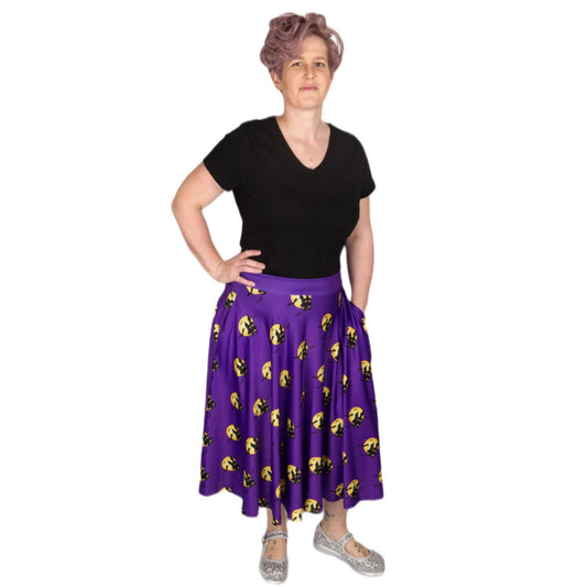 Haunted House Swishy Skirt by RainbowsAndFairies.com.au (Addams Family - Bats - Halloween - Vintage Inspired - Skirt With Pockets - Circle Skirt) - SKU: CL_SWISH_HAUNT_ORG - Pic-03
