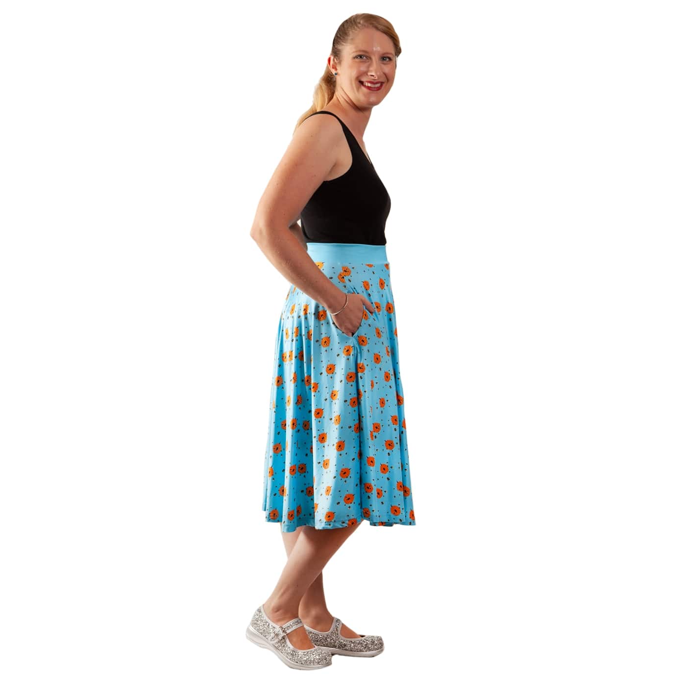 Hive Swishy Skirt by RainbowsAndFairies.com.au (Bees - Beehive - Animal Print - Queen Bee - Circle Skirt With Pockets - Mod Retro - Rockabilly) - SKU: CL_SWISH_BHIVE_ORG - Pic-06