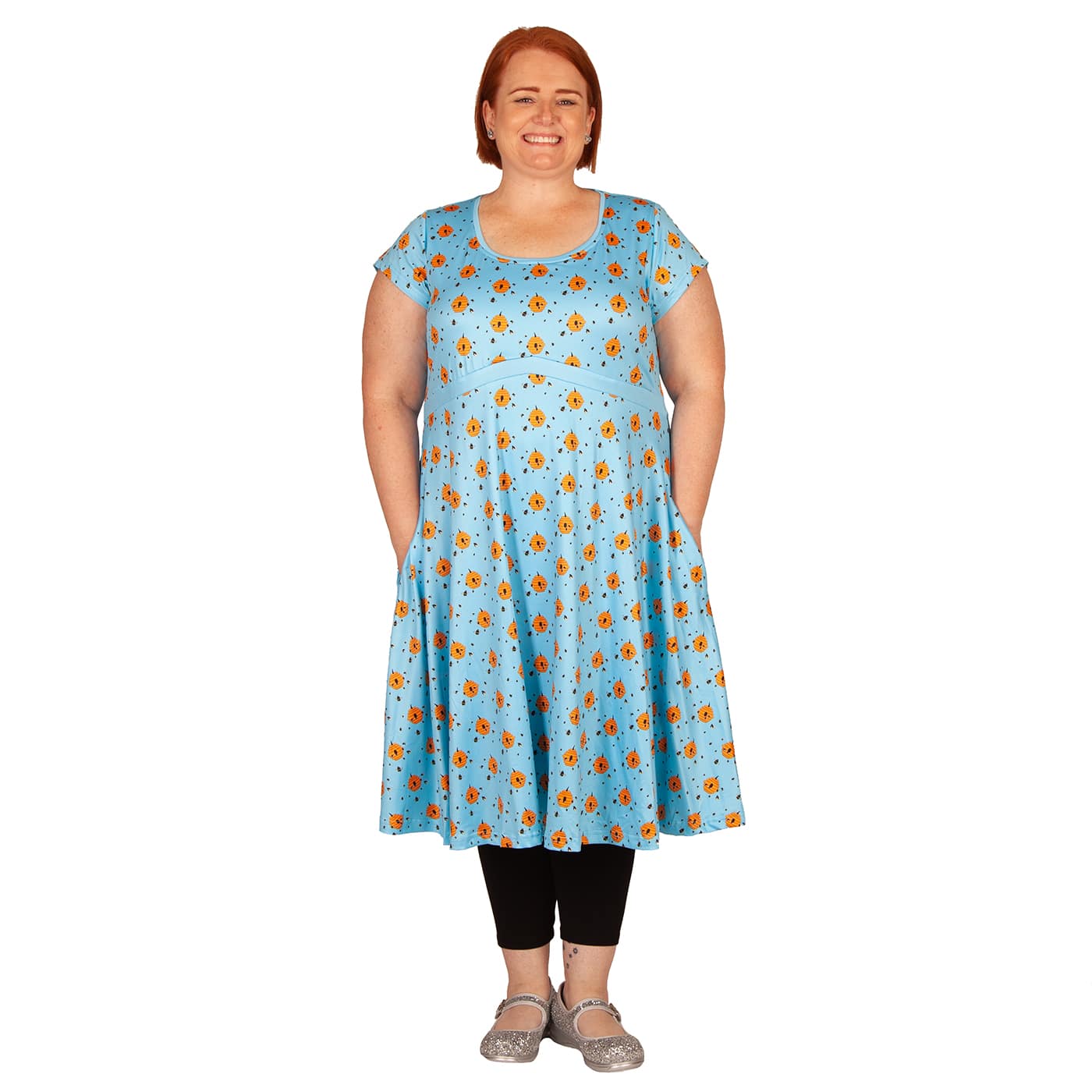 Hive Tea Dress by RainbowsAndFairies.com (Beehive - Bees - Bumblebee - Honey - Dress With Pockets - Rockabilly - Vintage Inspired - Rock & Roll) - SKU: CL_TEADR_BHIVE_ORG - Pic 07