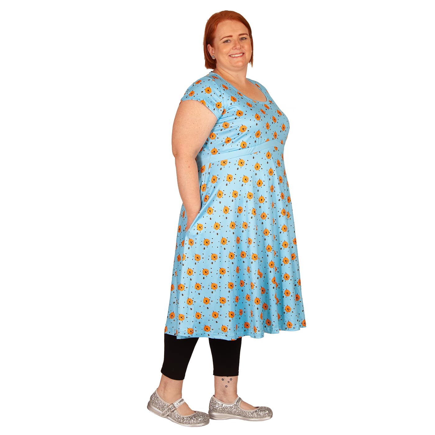 Hive Tea Dress by RainbowsAndFairies.com (Beehive - Bees - Bumblebee - Honey - Dress With Pockets - Rockabilly - Vintage Inspired - Rock & Roll) - SKU: CL_TEADR_BHIVE_ORG - Pic 08