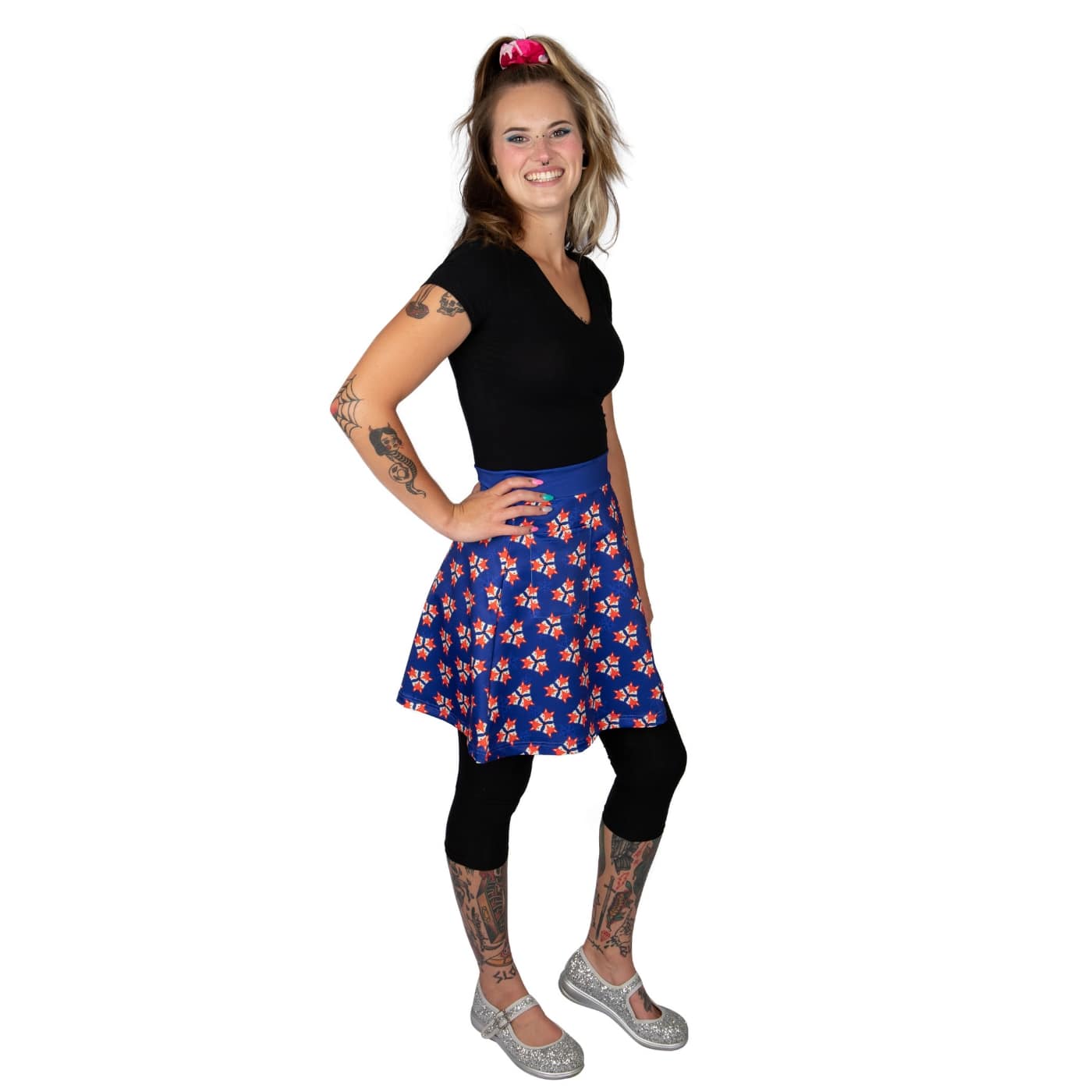 Howard Short Skirt by RainbowsAndFairies.com.au (Red Fox - Foxy - Snowflake - Blue - Kitsch - Aline Skirt With Pockets - Vintage Inspired) - SKU: CL_SHORT_HOWIE_ORG - Pic-04