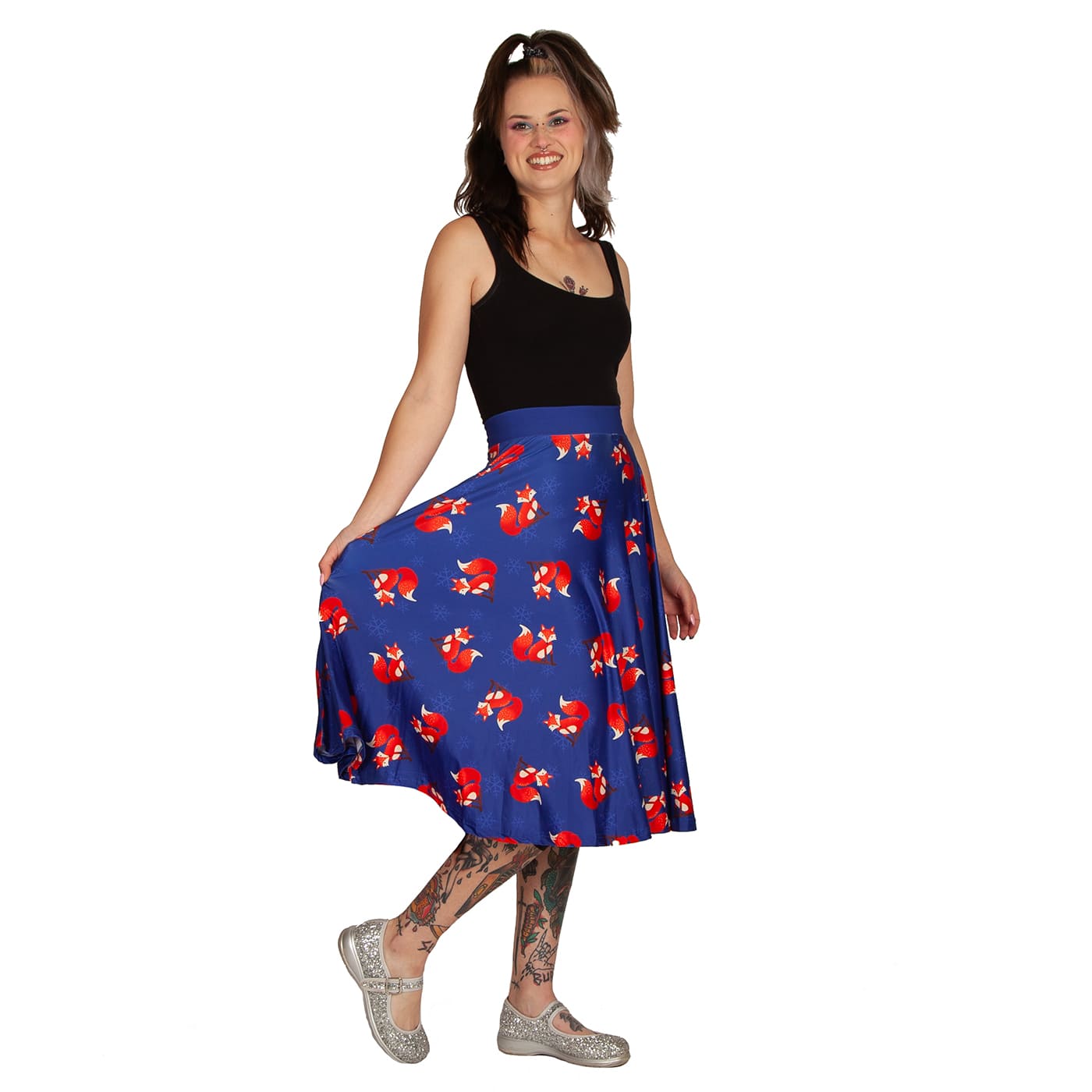 Howard Swishy Skirt by RainbowsAndFairies.com.au (Red Fox - Foxy - Animal Print - Woodland Creature - Circle Skirt With Pockets - Mod Retro) - SKU: CL_SWISH_HOWIE_ORG - Pic-08