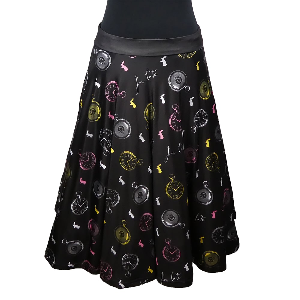 I'm Late Swishy Skirt by RainbowsAndFairies.com.au (Alice In Wonderland - White Rabbit - Fob Watch - Circle Skirt With Pockets - Mod Retro) - SKU: CL_SWISH_IMLAT_ORG - Pic-01