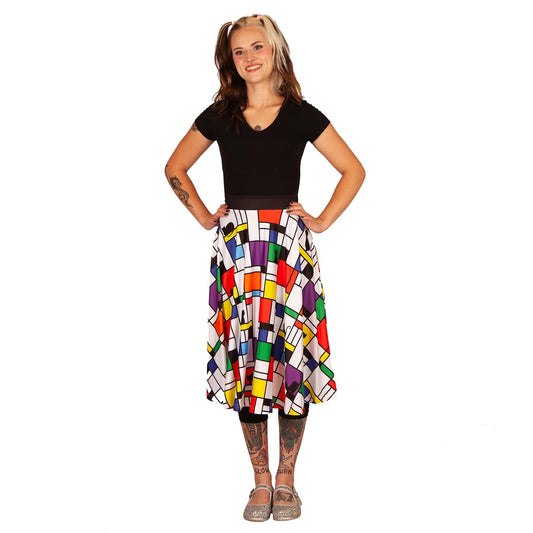 Intrigue Swishy Skirt by RainbowsAndFairies.com.au (Black Cats - Mondrian Art - Skirt With Pockets - Circle Skirt - Vintage Inspired - Mod Retro) - SKU: CL_SWISH_INTRG_ORG - Pic-07