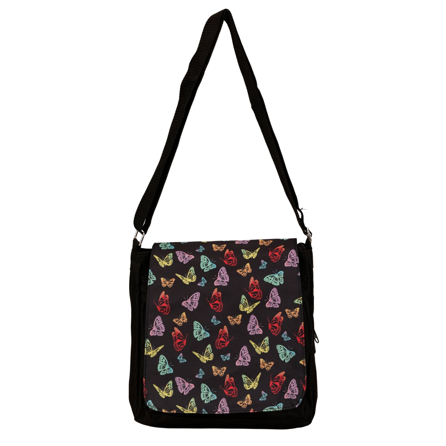 Kaleidoscope Messenger Bag by RainbowsAndFairies.com.au (Monarch Butterfly - Rainbow - Satchel Bag - Interchangeable Cover - Handbag) - SKU: BG_SATCH_KSCOP_ORG - Pic-01