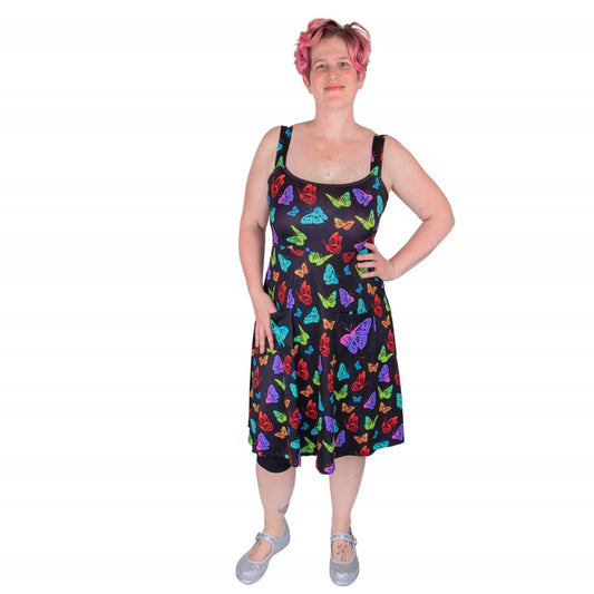 Kaleidoscope Pinafore by RainbowsAndFairies.com.au (Monarch Butterfly - Butterflies - Dress With Pockets - Pinny - Rainbow - Vintage Inspired - Kitsch) - SKU: CL_PFORE_KSCOP_ORG - Pic-04