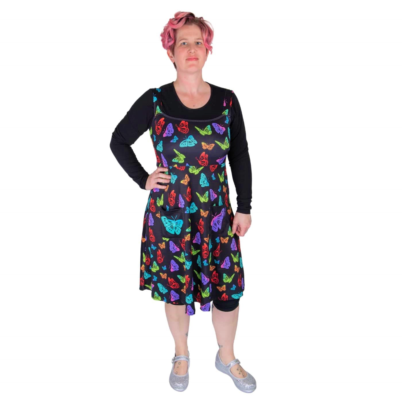 Kaleidoscope Pinafore by RainbowsAndFairies.com.au (Monarch Butterfly - Butterflies - Dress With Pockets - Pinny - Rainbow - Vintage Inspired - Kitsch) - SKU: CL_PFORE_KSCOP_ORG - Pic-05