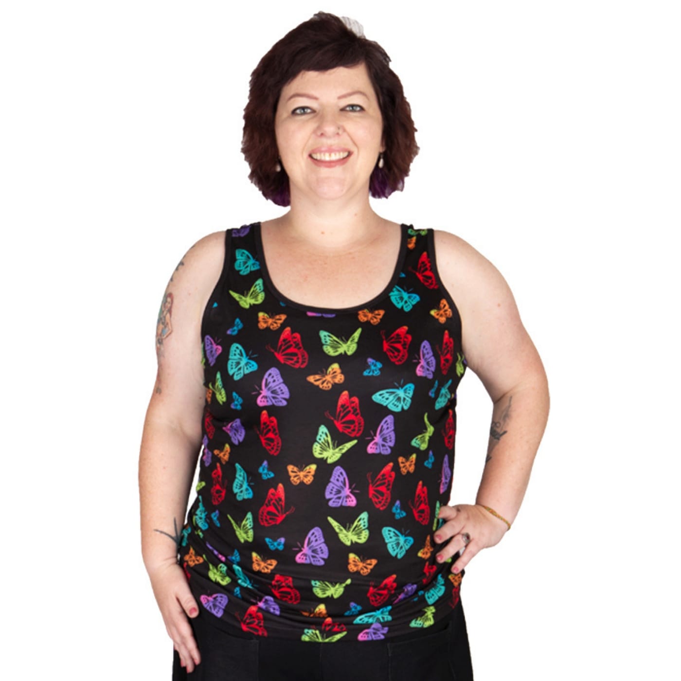 Kaleidoscope Singlet Top by RainbowsAndFairies.com.au (Butterfly - Monarch Butterflies - Rainbow - Vintage Inspired - Kitsch - Tank Top) - SKU: CL_SGLET_KSCOP_ORG - Pic-03