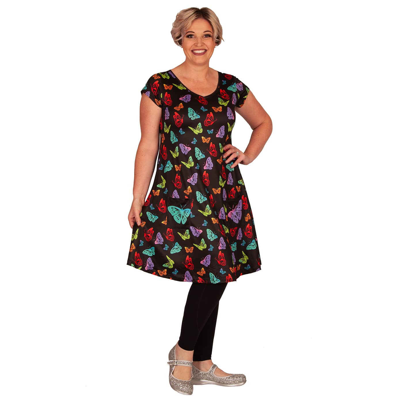 Kaleidoscope Tunic Dress by RainbowsAndFairies.com.au (Monarch Butterfly - Rainbow - Kitsch - Dress With Pockets - Mod Retro - Vintage Inspired) - SKU: CL_TUNDR_KSCOP_ORG - Pic-03