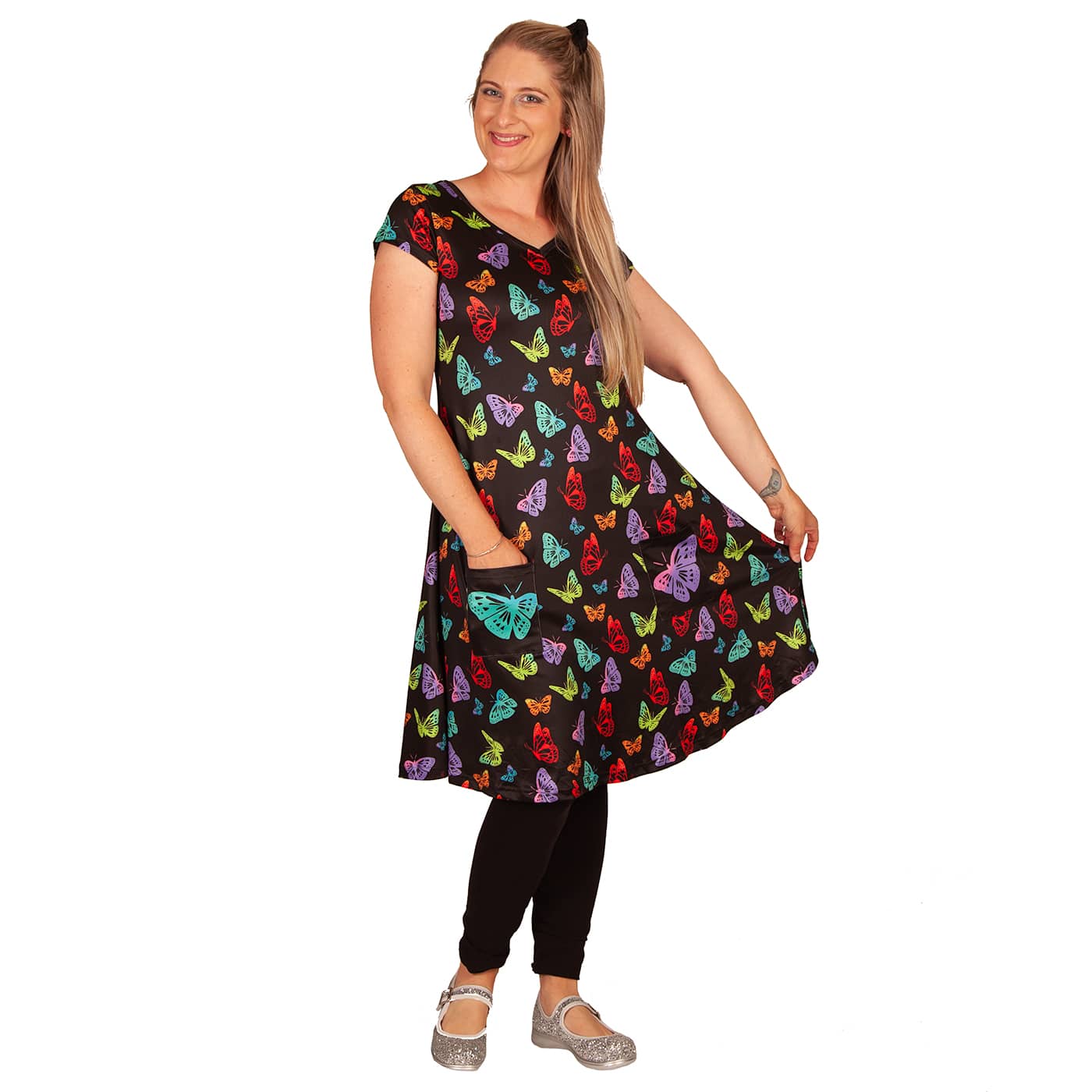 Kaleidoscope Tunic Dress by RainbowsAndFairies.com.au (Monarch Butterfly - Rainbow - Kitsch - Dress With Pockets - Mod Retro - Vintage Inspired) - SKU: CL_TUNDR_KSCOP_ORG - Pic-04