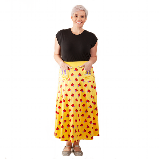 Kansas Maxi Skirt by RainbowsAndFairies.com (Wizard Oz - Maxi Skirt With Pockets - Yellow Brick Road - Evil Witch - Ruby Slippers) - SKU: CL_MAXIS_KNSAS_ORG - Pic 03