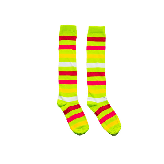 Lime Stripe Knee High Socks by RainbowsAndFairies.com.au (Stripe Long Socks - Rainbow - Stockings - Colourful Socks - Vintage Inspired) - SKU: FW_SOCKS_STRIPE_LIM - Pic-02