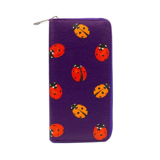 Lots Of Bugs Wallet by RainbowsAndFairies.com (Ladybug Purse - Ladybeetle - Purple Orange - Quirky Bag) - SKU: BG_WALLT_LOTSA_ORG - Pic 01