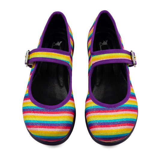 Love Mary Janes by RainbowsAndFairies.com.au (Rainbow Glitter - Pride - Mismatched Shoes - Rock & Roll - Sparkle - Buckle Up Shoes) - SKU: FW_MARYJ_GLITR_LUV - Pic-02