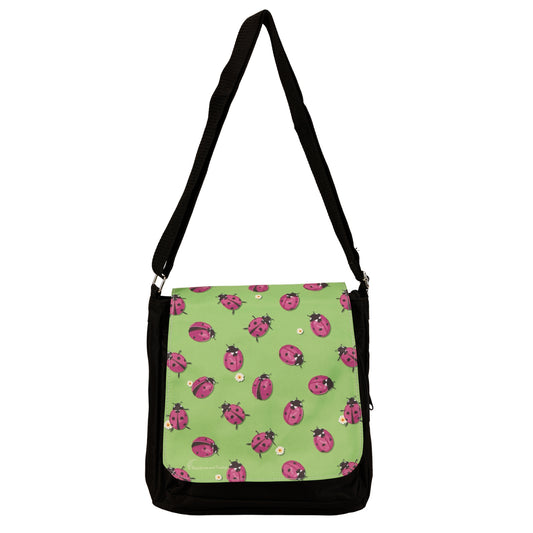 Loveliness Messenger Bag by RainbowsAndFairies.com.au (Purple Ladybug - Lady Beetle - Green Floral - Satchel Bag - Interchangeable Cover - Handbag) - SKU: BG_SATCH_LOVLY_ORG - Pic-01