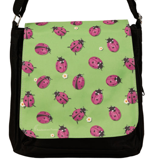 Loveliness Messenger Bag by RainbowsAndFairies.com.au (Purple Ladybug - Lady Beetle - Green Floral - Satchel Bag - Interchangeable Cover - Handbag) - SKU: BG_SATCH_LOVLY_ORG - Pic-02