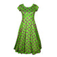 Loveliness Tea Dress by RainbowsAndFairies.com (Purple Ladybug - Green - Flowers - Pin Up Dress - Rockabilly - Rock & Roll) - SKU: CL_TEADR_LOVLY_ORG - Pic 01