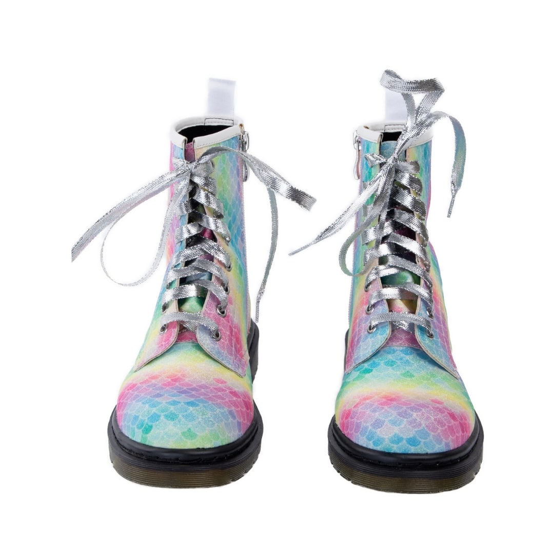 Mermaid Dream Wonder Boots by RainbowsAndFairies.com.au (Pastel Rainbow Glitter - Glitter Boots - Side Zip Boots - Mismatched Shoes) - SKU: FW_WONDR_MERDR_ORG - Pic-04