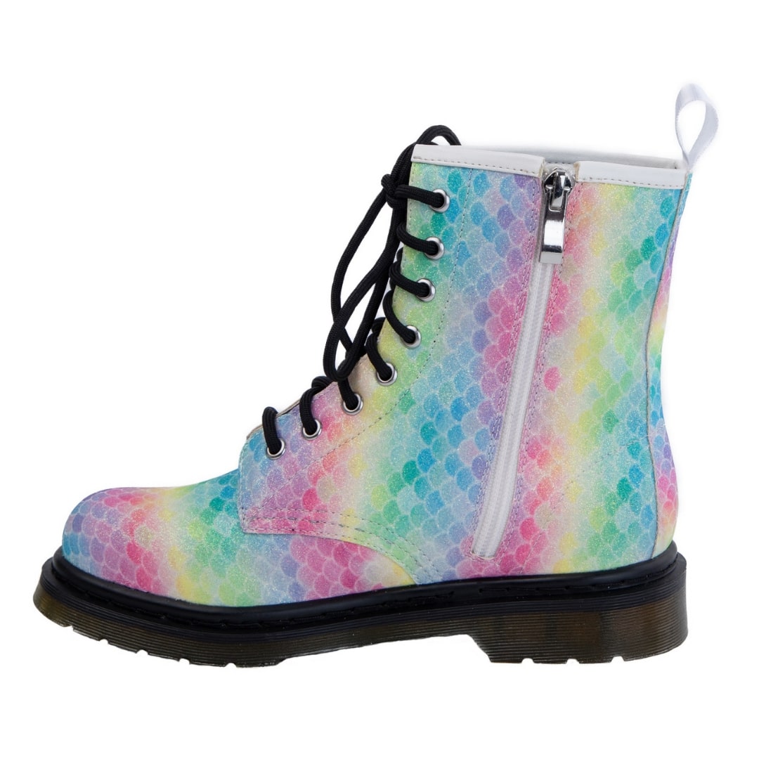 Mermaid Dream Wonder Boots by RainbowsAndFairies.com.au (Pastel Rainbow Glitter - Glitter Boots - Side Zip Boots - Mismatched Shoes) - SKU: FW_WONDR_MERDR_ORG - Pic-06
