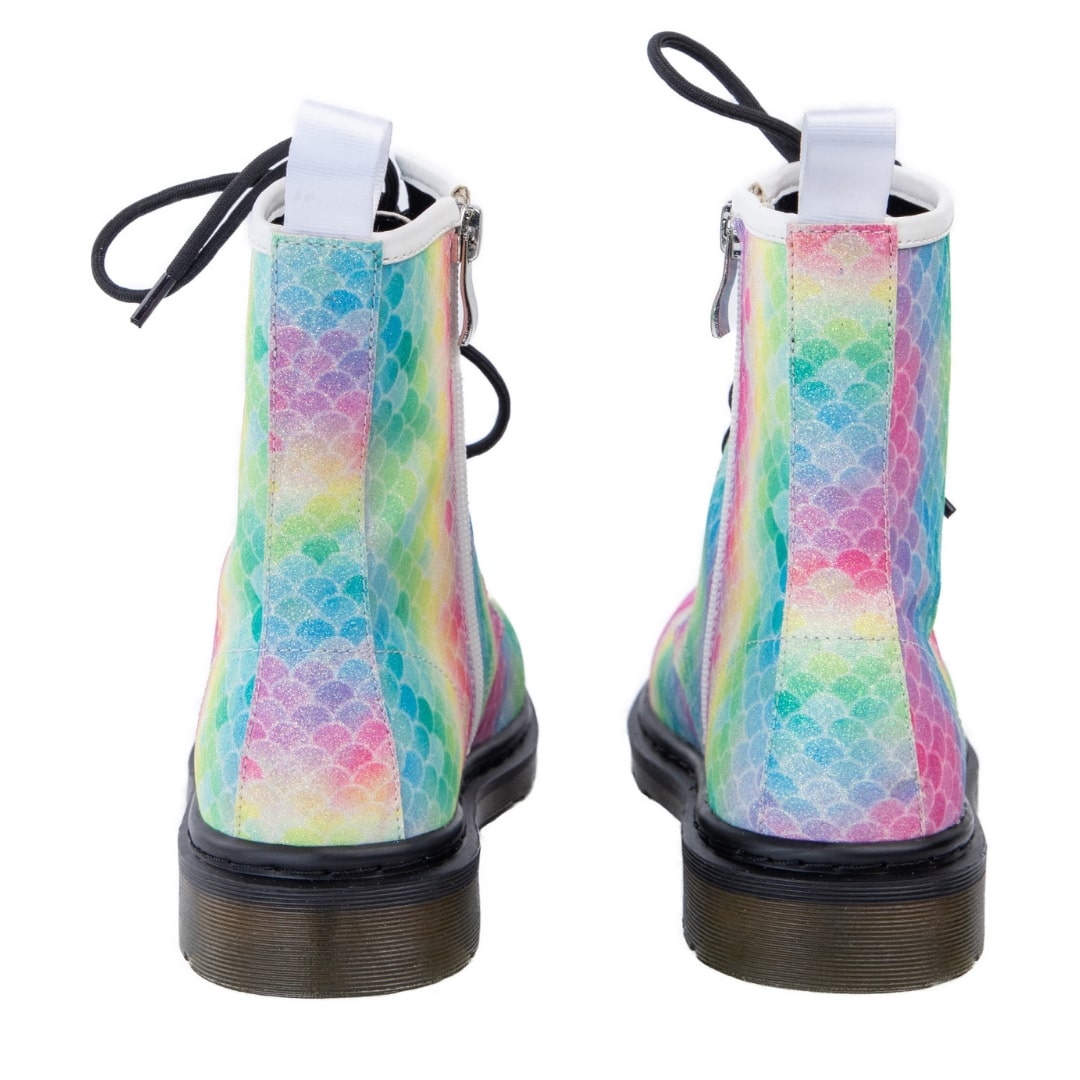 Mermaid Dream Wonder Boots by RainbowsAndFairies.com.au (Pastel Rainbow Glitter - Glitter Boots - Side Zip Boots - Mismatched Shoes) - SKU: FW_WONDR_MERDR_ORG - Pic-07