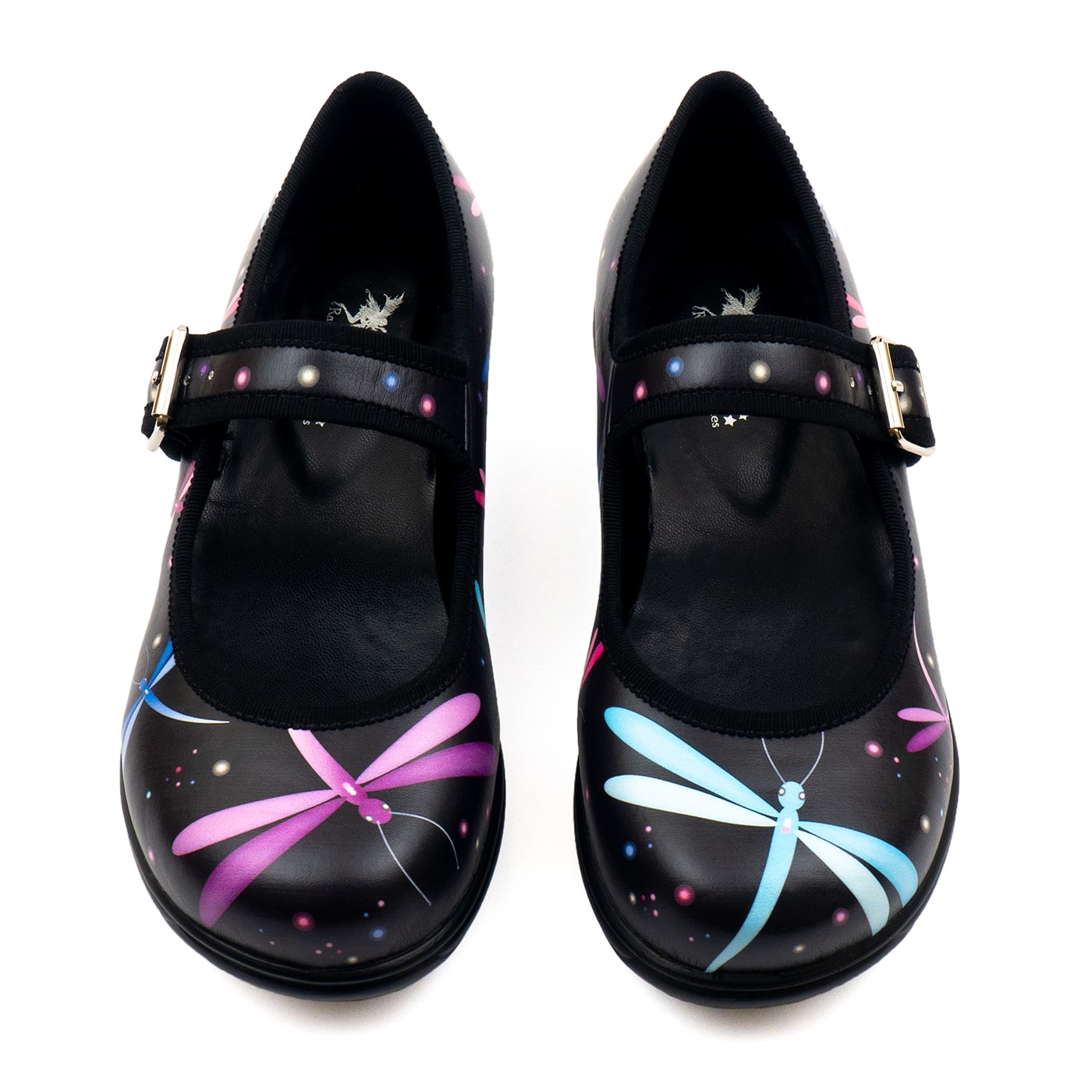 Midnight Dreaming Mary Janes by RainbowsAndFairies.com (Dragonflies - Purple - Blue - Buckle Up Shoes - Mismatched Shoes) - SKU: FW_MARYJ_DREAM_MID - Pic 02