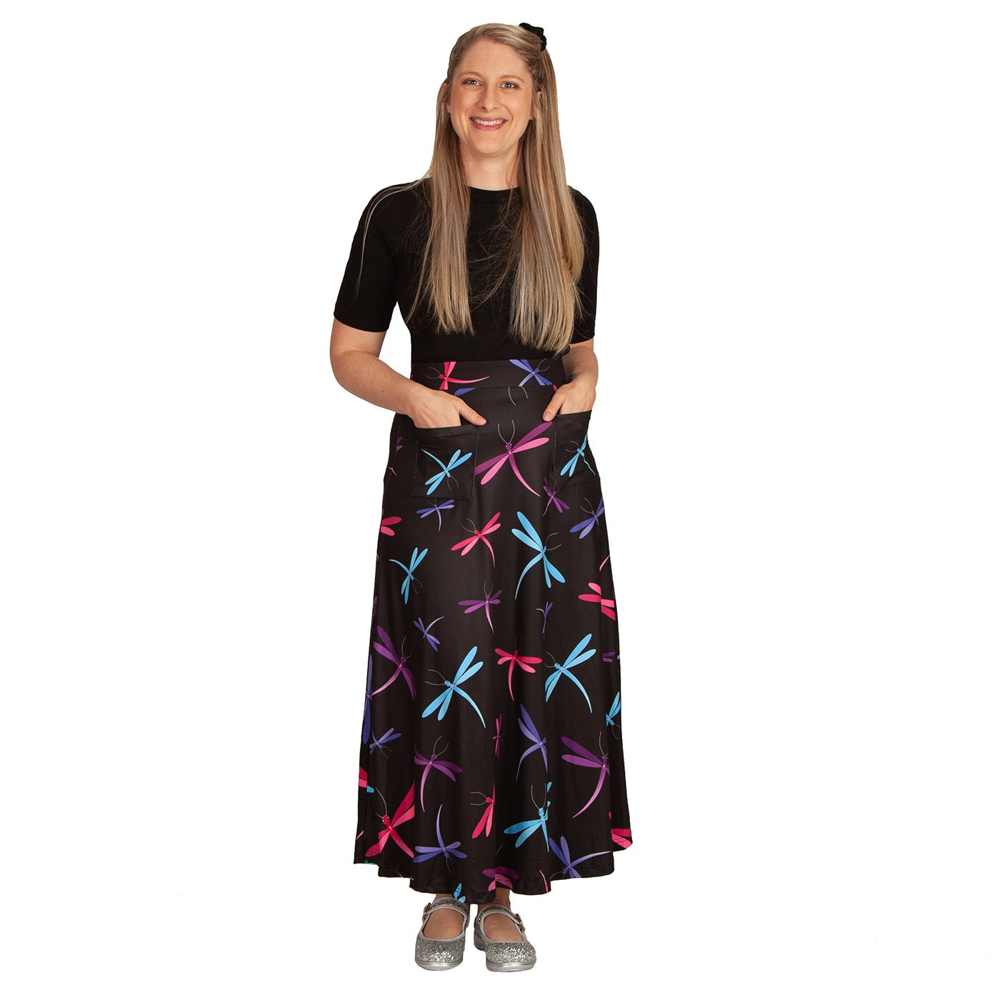 Midnight Dreaming Maxi Skirt by RainbowsAndFairies.com.au (Dragonfly - Firefly - Butterfly - Skirt With Pockets - Boho - Mod Retro - Vintage Inspired) - SKU: CL_MAXIS_DREAM_MID - Pic-05