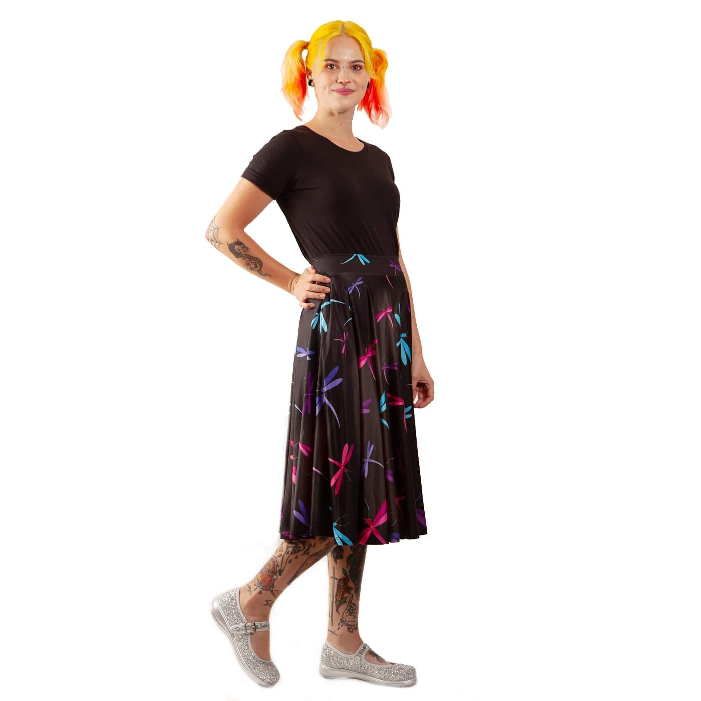 Dreaming Midnight Swishy Skirt by RainbowsAndFairies.com.au (Dragonfly - Firefly - Butterfly - Animal Print - Circle Skirt With Pockets - Mod Retro) - SKU: CL_SWISH_DREAM_MID - Pic-03