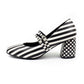 Monochrome Heels by RainbowsAndFairies.com (Black & White Stripes - Polka Dots - Classic - Kitten Heels - Mismatched Shoes) - SKU: FW_HEELS_MONOC_ORG - Pic 03
