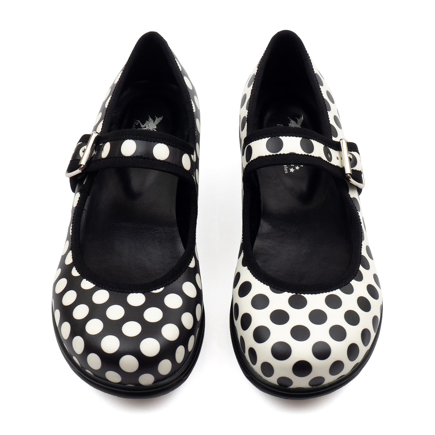 Monochrome Mary Janes by RainbowsAndFairies.com (Black & White - Polka Dots - Stripes - Mismatched Shoes - Shoes - Pair & A Spare) - SKU: FW_MARYJ_MONOC_ORG - Pic 04