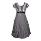 Monochrome Tea Dress by RainbowsAndFairies.com (Black & White Polka Dot - Black & White Stripes - Classic - Pin Up Dress - Rockabilly - Rock & Roll) - SKU: CL_TEADR_MONOC_ORG - Pic 01