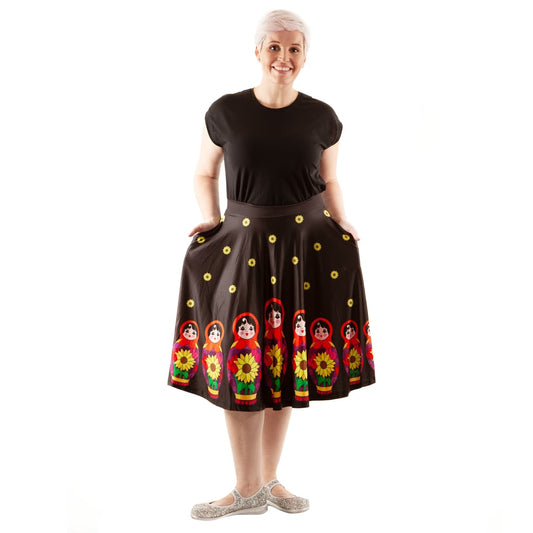 Babette Nesting Swishy Skirt by RainbowsAndFairies.com.au (Nesting Dolls - Matryoshka - Babushka - Sunflower - Circle Skirt With Pockets - Mod Retro) - SKU: CL_SWISH_BABET_NST - Pic-05