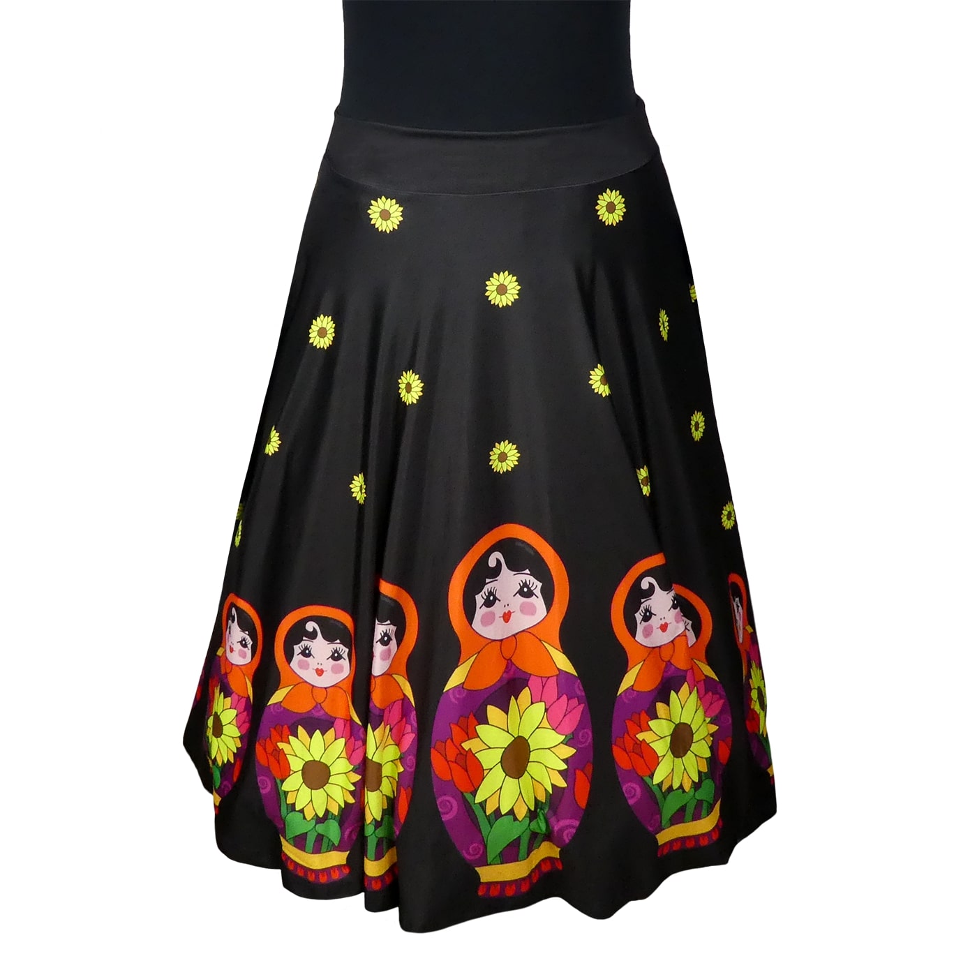 Babette Nesting Swishy Skirt by RainbowsAndFairies.com.au (Nesting Dolls - Matryoshka - Babushka - Sunflower - Circle Skirt With Pockets - Mod Retro) - SKU: CL_SWISH_BABET_NST - Pic-01