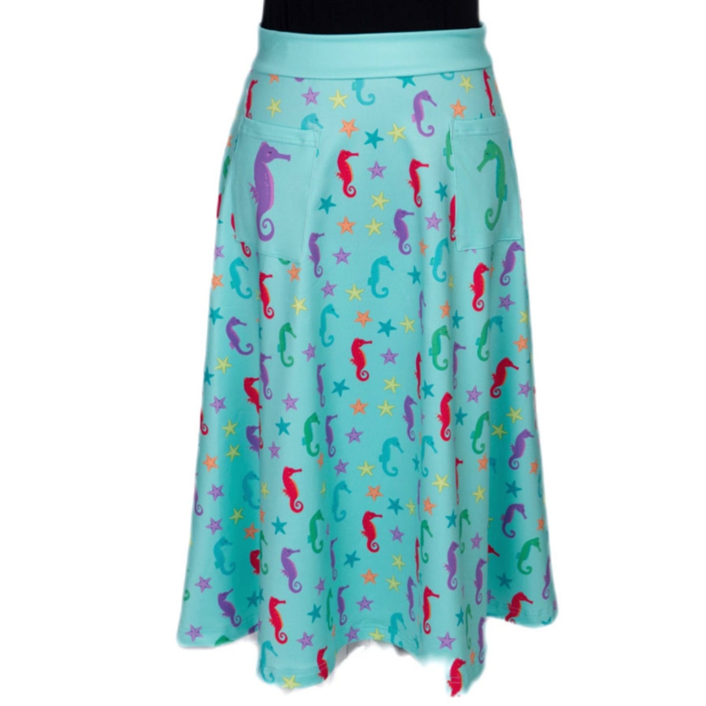 Oceania Original Skirt by RainbowsAndFairies.com.au (Seahorse - Starfish - Under The Sea - Kitsch - Aline Skirt With Pockets - Vintage Inspired) - SKU: CL_OSKRT_OCEAN_ORG - Pic-02