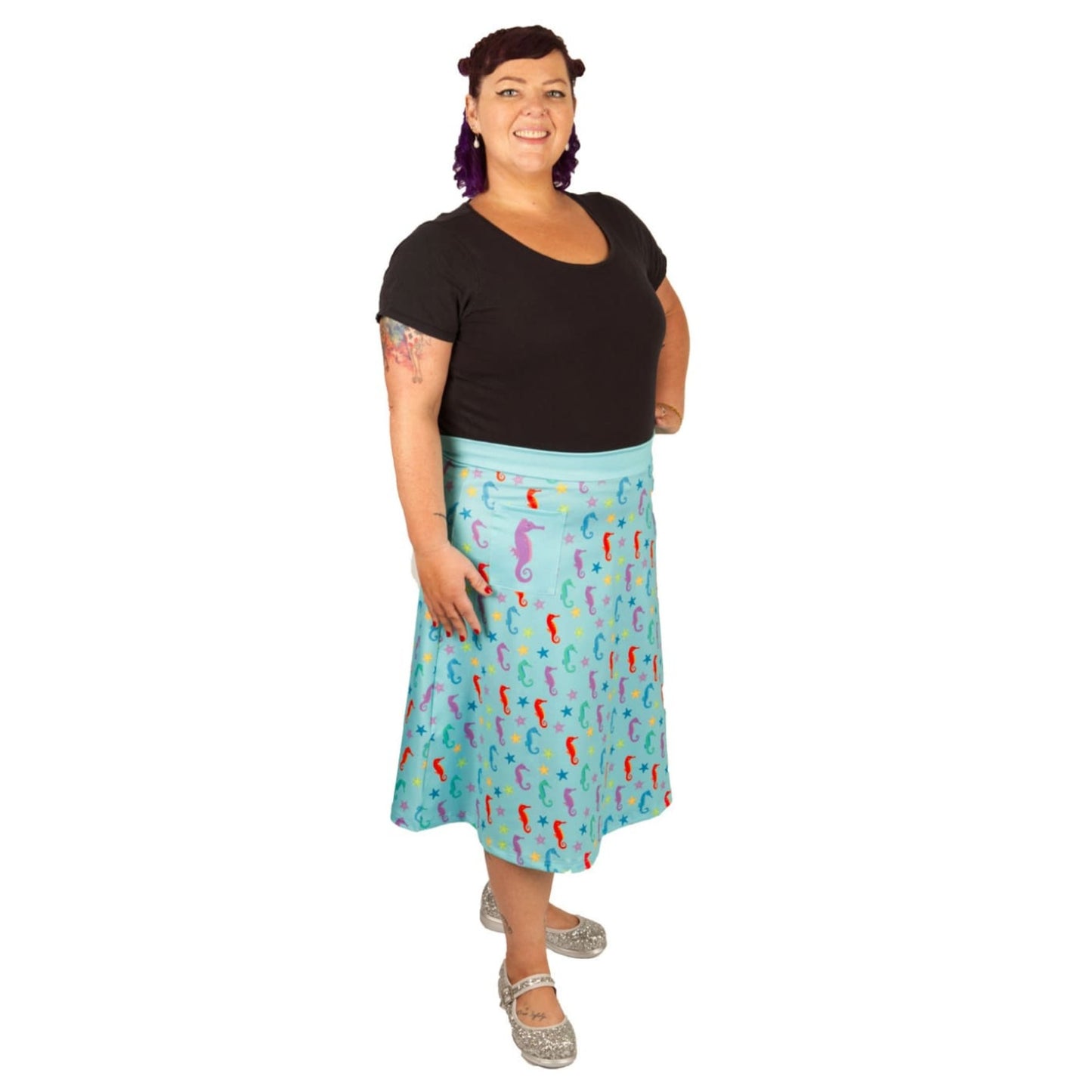 Oceania Original Skirt by RainbowsAndFairies.com.au (Seahorse - Starfish - Under The Sea - Kitsch - Aline Skirt With Pockets - Vintage Inspired) - SKU: CL_OSKRT_OCEAN_ORG - Pic-06