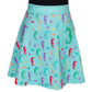 Oceania Short Skirt by RainbowsAndFairies.com.au (Seahorse - Starfish - Under The Sea - Aqua - Kitsch - Aline Skirt With Pockets - Vintage Inspired) - SKU: CL_SHORT_OCEAN_ORG - Pic-02