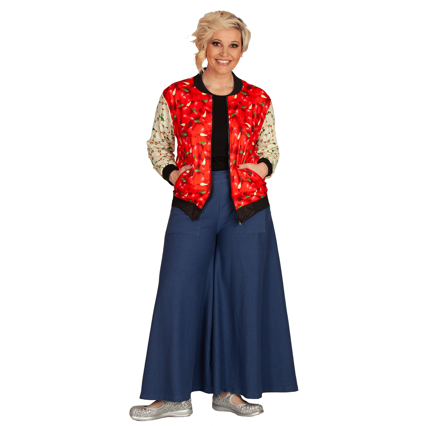 Orchard Bomber Jacket by RainbowsAndFairies.com (Red Apples - Apple Core - Snow White - Biker Jacket - Coat - Rock & Roll) - SKU: CL_BOMBJ_ORCHD_ORG - Pic 08