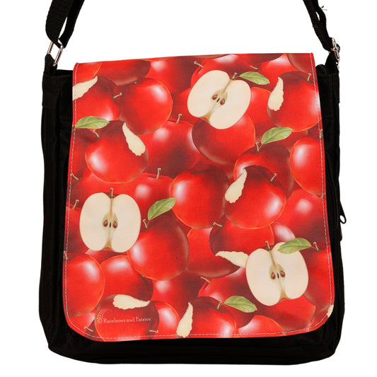 Orchard Messenger Bag by RainbowsAndFairies.com.au (Apples - Apple Core - Snow White - Satchel Bag - Interchangeable Cover - Handbag) - SKU: BG_SATCH_ORCHD_ORG - Pic-02