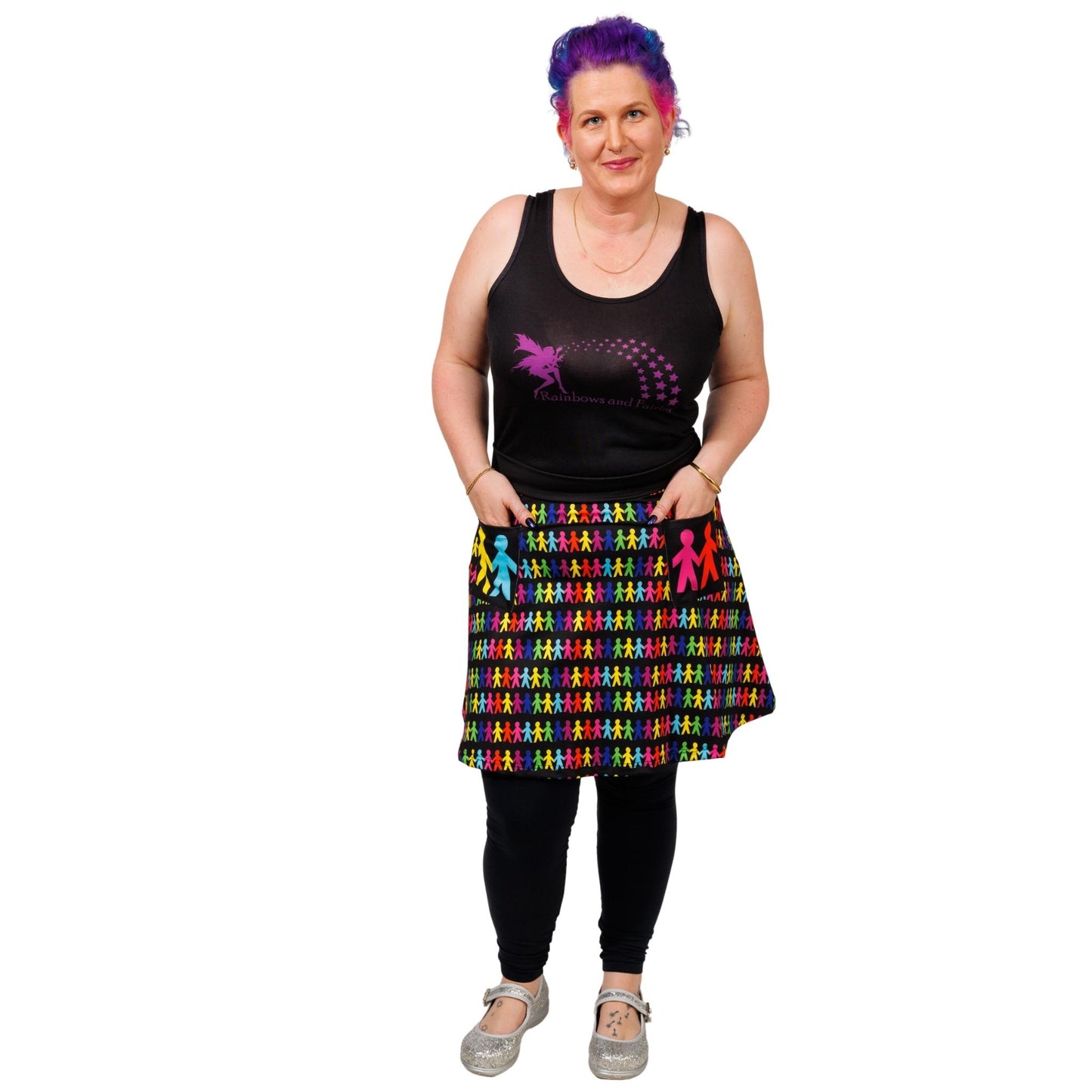 Paperdolls Short Skirt by RainbowsAndFairies.com (Dolls - Paper - Art - Skirt With Pockets - Aline Skirt - Vintage Inspired) - SKU: CL_SHORT_PAPER_ORG - Pic 03