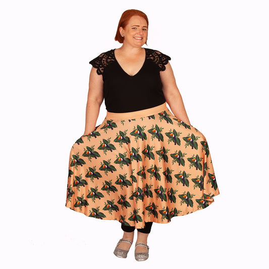 Paradise Swishy Skirt by RainbowsAndFairies.com.au (Toucan - Jungle - Skirt With Pockets - Circle Skirt - Vintage Inspired - Mod Retro - Animal Print) - SKU: CL_SWISH_PARAD_ORG - Pic-05