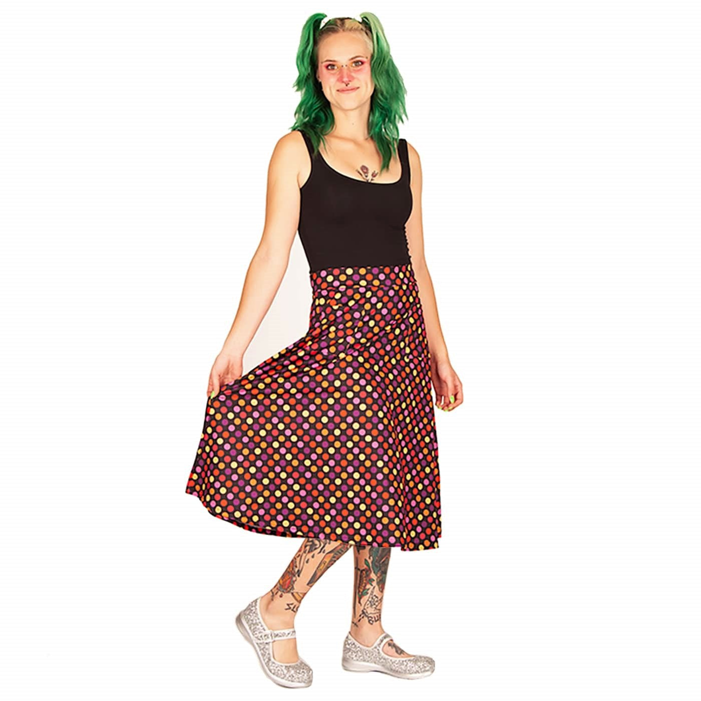 Pastel Confetti Original Skirt by RainbowsAndFairies.com (Polka Dots - Stripes - Spots - Skirt With Pockets - Aline Skirt - Vintage Inspired - Rock & Roll) - SKU: CL_OSKRT_CONFT_PAS - Pic 04