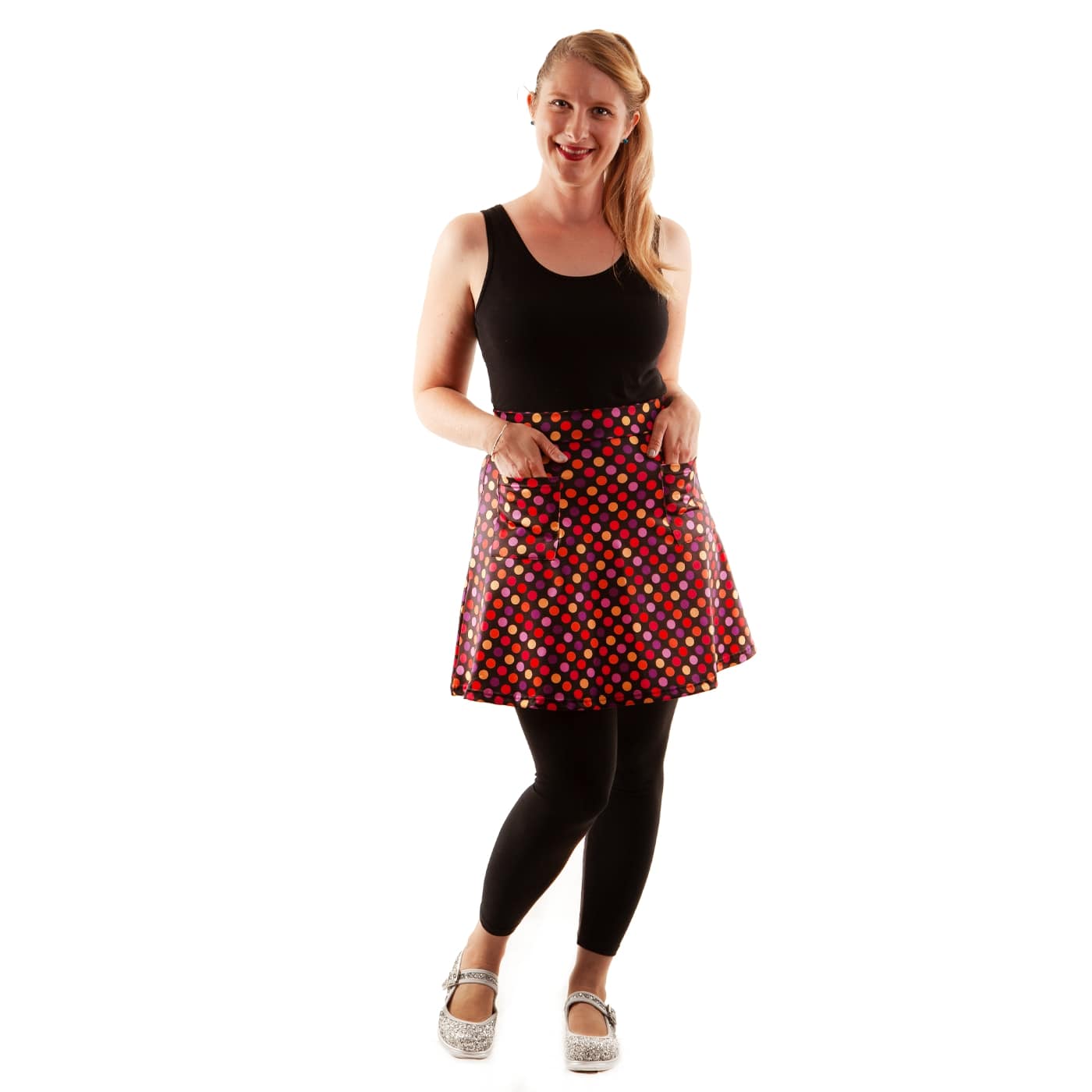 Pastel Confetti Short Skirt by RainbowsAndFairies.com (Pastel Polka Dots - Spots - Stripes - Skirt With Pockets - Aline Skirt - Cute Flirty - Vintage Inspired) - SKU: CL_SHORT_CONFT_PAS - Pic 03