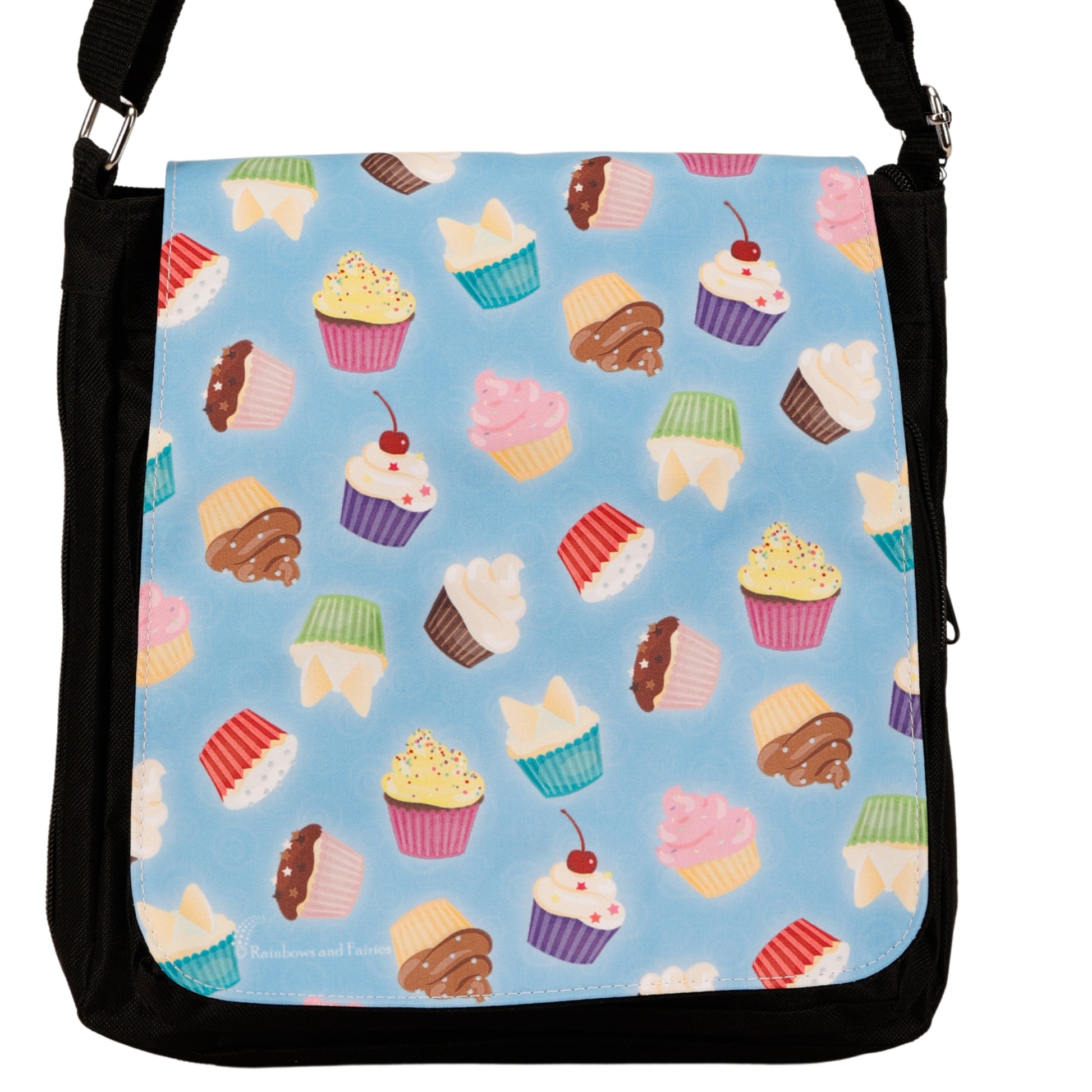 Patty Cakes Messenger Bag by RainbowsAndFairies.com.au (Cupcakes - Cakes - High Tea - Satchel Bag - Interchangeable Cover - Handbag) - SKU: BG_SATCH_PATTY_ORG - Pic-02