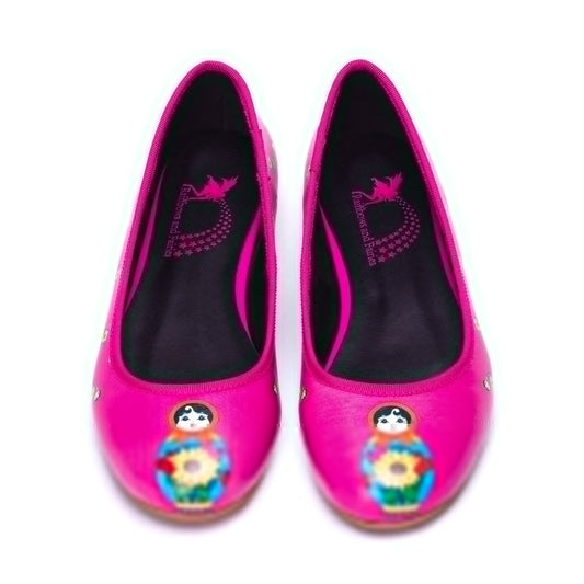 Pink Babette Ballet Flats by RainbowsAndFairies.com (Babushka - Matryoshka - Nesting Russian Doll - Quirky Shoes - Slip Ons - Comfy Flats) - SKU: FW_BALET_BABET_PNK - Pic 02