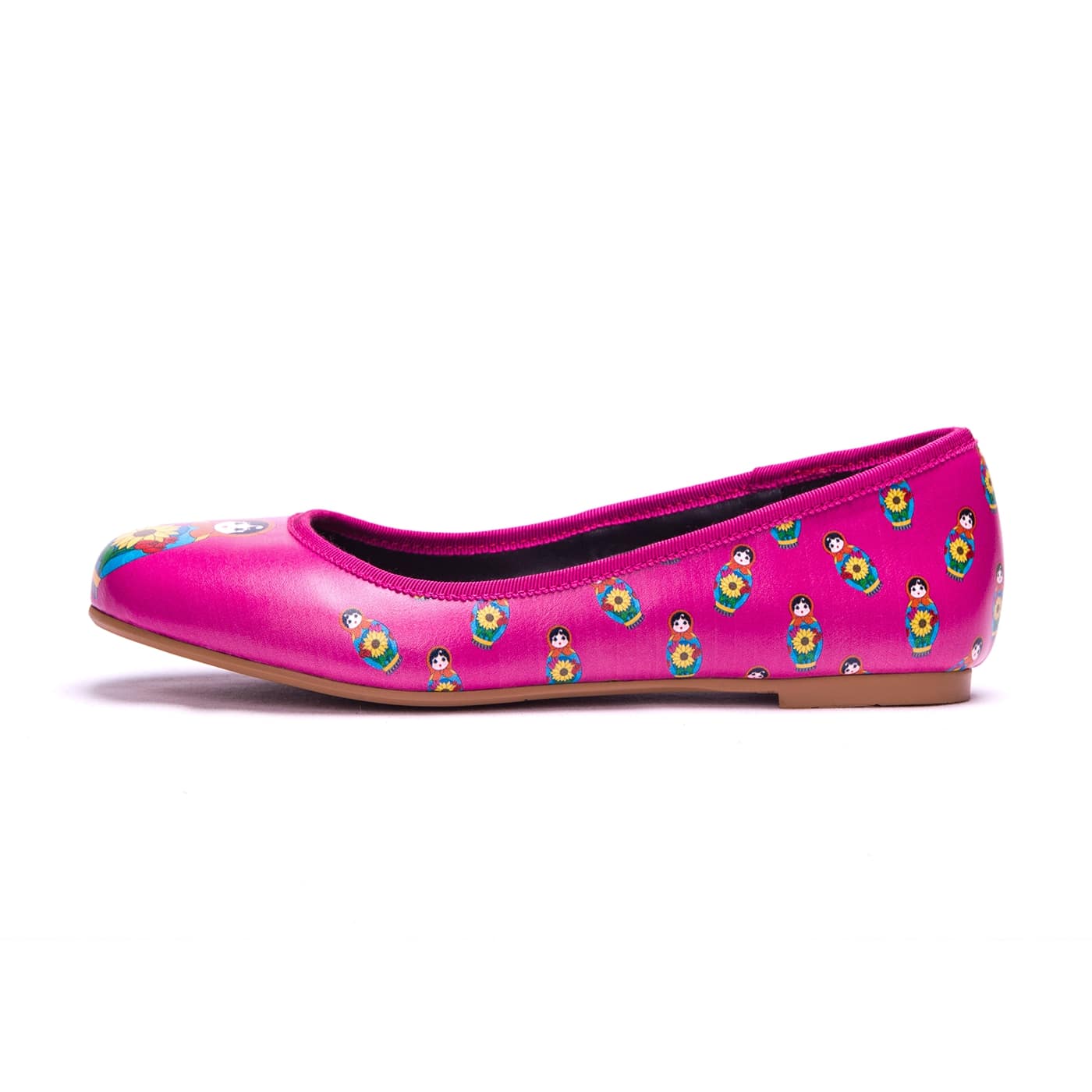 Pink Babette Ballet Flats by RainbowsAndFairies.com (Babushka - Matryoshka - Nesting Russian Doll - Quirky Shoes - Slip Ons - Comfy Flats) - SKU: FW_BALET_BABET_PNK - Pic 03