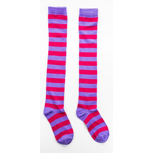 Pink & Purple Stripe Over The Knee Socks by RainbowsAndFairies.com.au (Stripe Long Socks - Rainbow - Stockings - Colourful Socks - Vintage Inspired) - SKU: FW_SOCKL_STRIPE_P&P - Pic-02