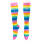 Pink Rainbow Stripe Knee High Socks by RainbowsAndFairies.com.au (Stripe Long Socks - Rainbow - Stockings - Colourful Socks - Vintage Inspired) - SKU: FW_SOCKS_RAINB_PNK - Pic-01