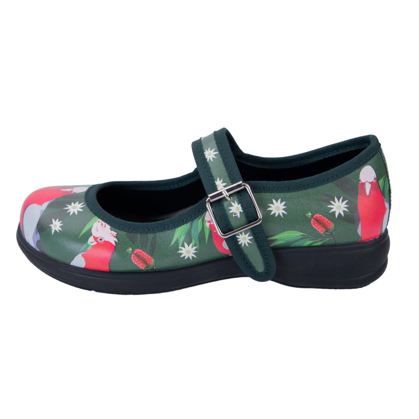 Polly Mary Janes by RainbowsAndFairies.com.au (Cockatoo - Galah - Mismatched Shoes - Cute & Comfy - Buckle Up Shoes - Native Flowers - Australian) - SKU: FW_MARYJ_POLLY_ORG - Pic-03
