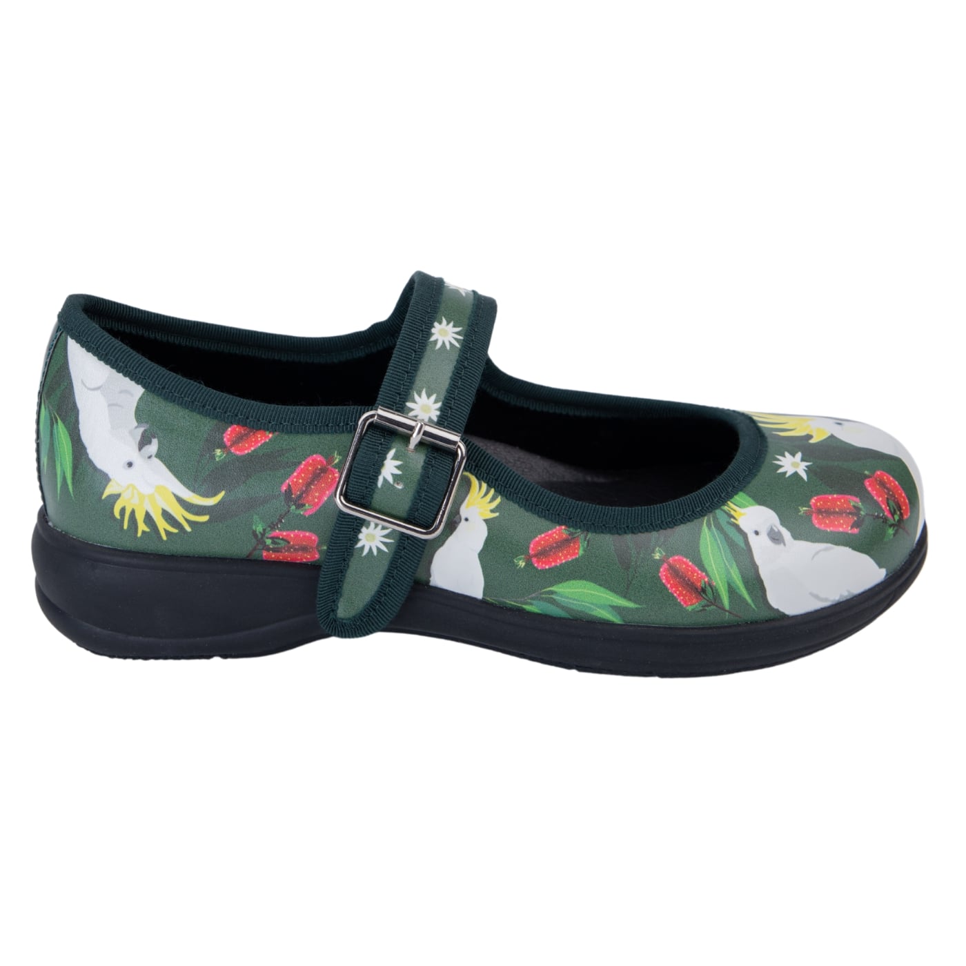 Polly Mary Janes by RainbowsAndFairies.com.au (Cockatoo - Galah - Mismatched Shoes - Cute & Comfy - Buckle Up Shoes - Native Flowers - Australian) - SKU: FW_MARYJ_POLLY_ORG - Pic-04